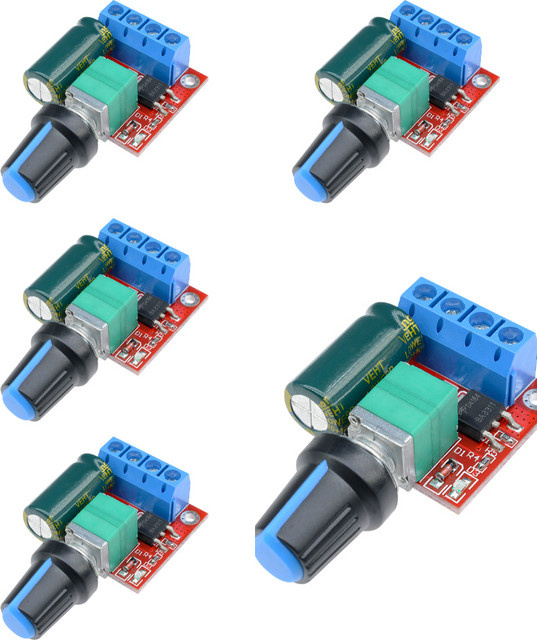 Aideepen 5er Set Mini DC-Motor PWM Drehzahlregler zur Geschwindigkeitsregelung von 4,5V-35V 5A für 6V 12V 24V Variabler Spannungsregler - Bild 1