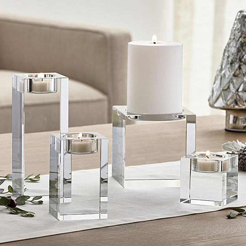 Kristallkerzenhalter aus Kristallglas von Yiran Furniture in Transparent für Teelichter, ideal als moderne Dekoration für Hochzeiten und Partys - Bild 3