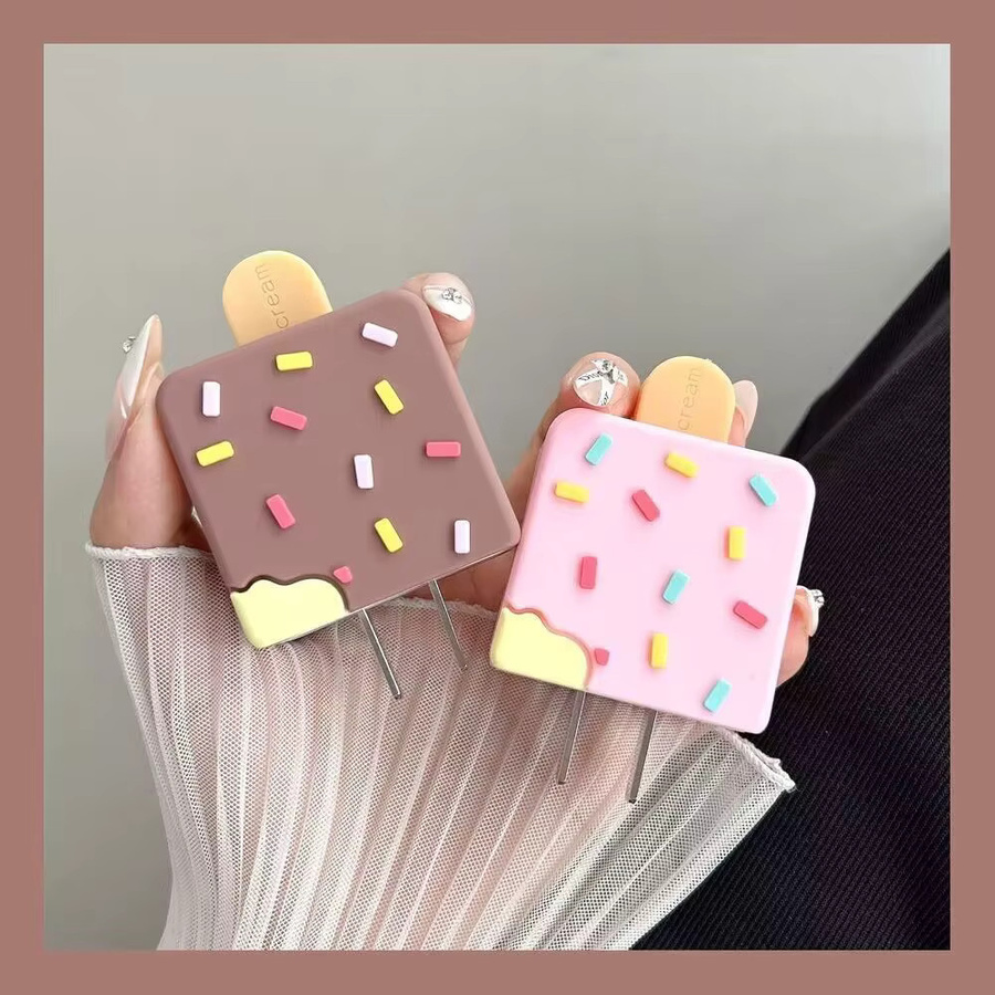 Ice Cream Soft Case Schutzhülle für iPhone mit USB-C Datenkabel und Winder Organizer in Pink - Bild 1