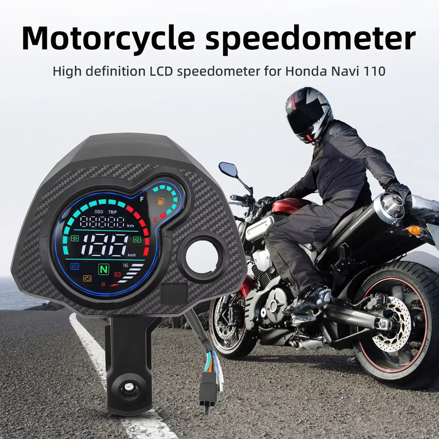 MAIMEIMI Motorrad LCD Digital Tachometer Kilometerzähler und Drehzahlmesser in Schwarz für Honda Navi 110 - Bild 3