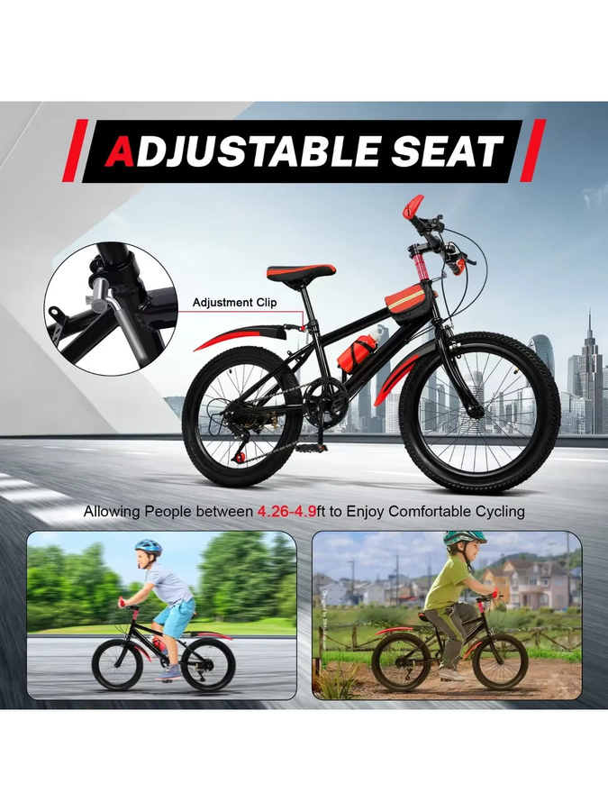 Charocean Mountainbike 20 Zoll Kinderfahrrad, 7-Gang, mit Schutzblech, Wasserflasche - Bild 5