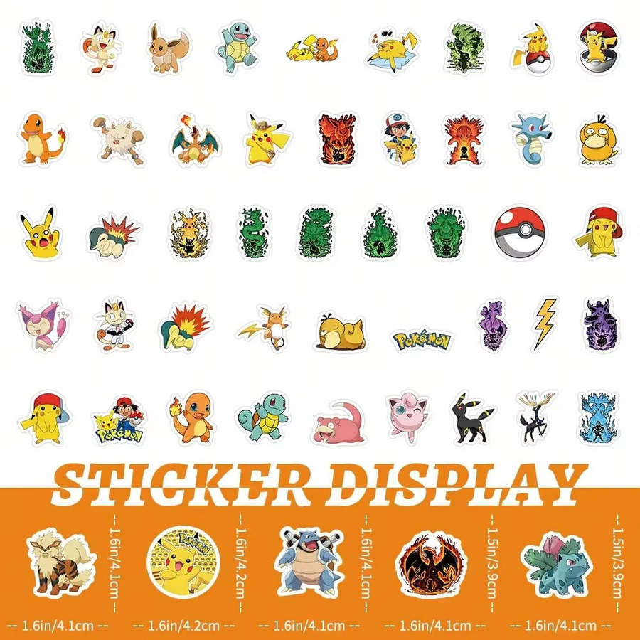 Bandai Pokémon Anime-Aufkleber, 100-teiliges Set, multicolour - Bild 3