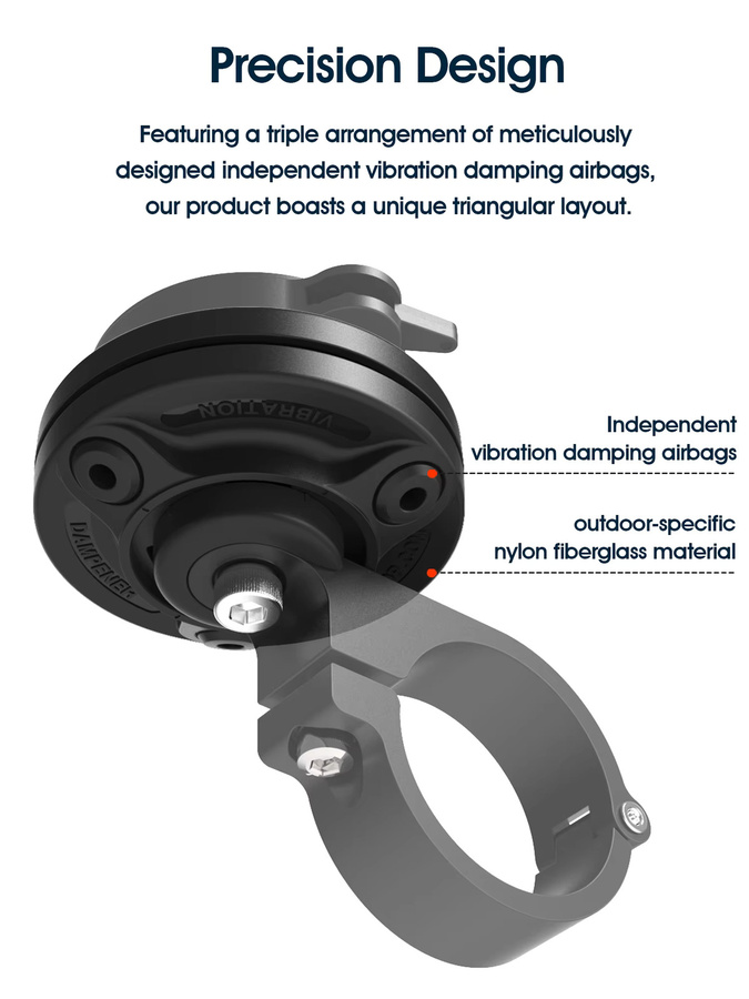 Sincetop Vibrationsdämpfer Serie Q für Fahrrad- und Motorrad-Telefonhalterungen, Aluminium-Schnellmontage, Schwarz - Bild 2