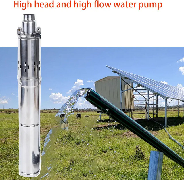 Solar-Tiefbrunnenpumpe aus rostfreiem Stahl mit 750W, 48V 60V 72V, bürstenloser Gleichstrom-Tauchpumpe, Farbe: Silber - Bild 1
