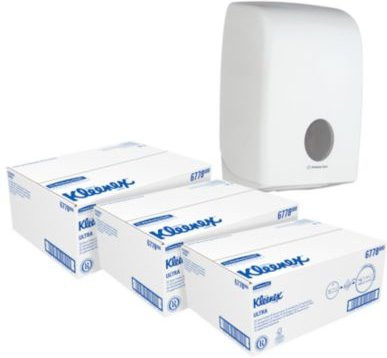 Kleenex Ultra Papierhandtücher Sparset mit Kimberly-Clark Aquarius Papierhandtuchspender, 15 Packungen à 124 Blatt, Farbe Weiß - Bild 1