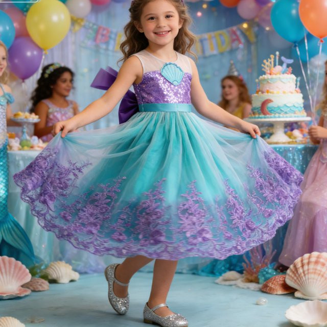 keaiyouhuo Meerjungfrau Kostüm, Prinzessin, Lila, Kleid - Bild 1