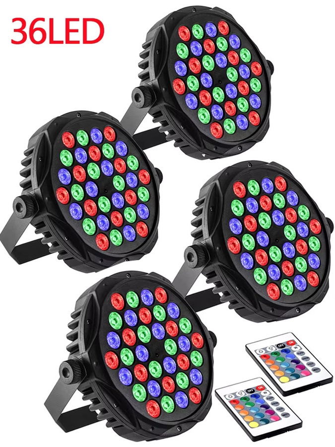 GOTSTAGE 4er Set RGB LED Par Lichter mit 36 LEDs und DMX-Steuerung in Schwarz für DJ, Disco, Hochzeit und Party - Bild 6