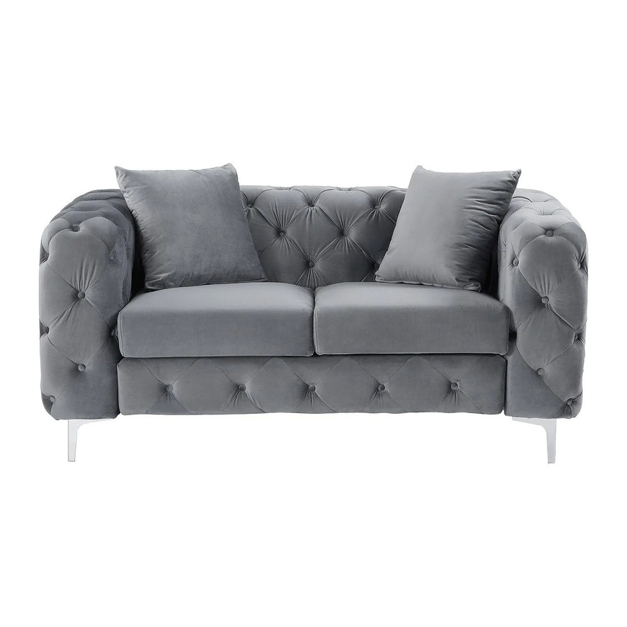 Vente-unique Chesterfield Sofa Edwina aus Samt in Anthrazitgrau, Breite: 162 cm - Bild 2