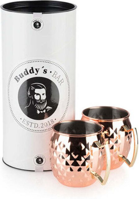 Buddy’s Bar Moscow Mule Becher aus Edelstahl im 2er-Set, Kupfer mit Ananas-Struktur, Durchmesser: 8,5 cm, Höhe: 10 cm - Bild 1
