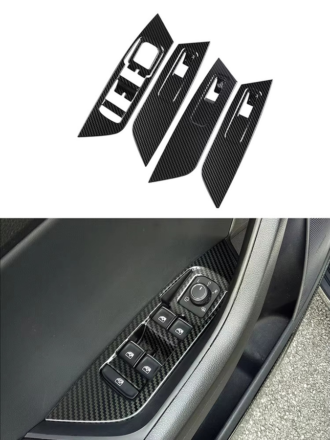 AOSRRUN Carbon-Faser-Stil Fensterheber-Abdeckung für Skoda Kodiaq ab 2018, Schwarz - Bild 2