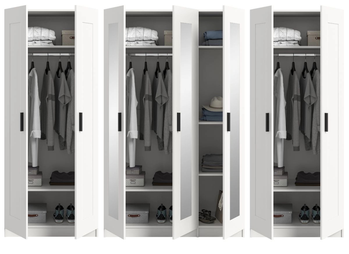 Kleiderschrank Jondal 7-türig mit Spiegel in Weiß, B/H: 280 x 194 cm - Bild 3