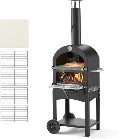 VEVOR Pizzaofen 12 Zoll mit Holzfeuerung, 2-lagiger Pelletofen für Outdoor und Grillen, bis 540 °C