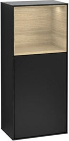 V&B Seitenschrank Finion rechts mit Regalfach oben und unten, Farbe: Schwarz lackiert, B: 41,8 cm, H: 93,6 cm - Bild 1