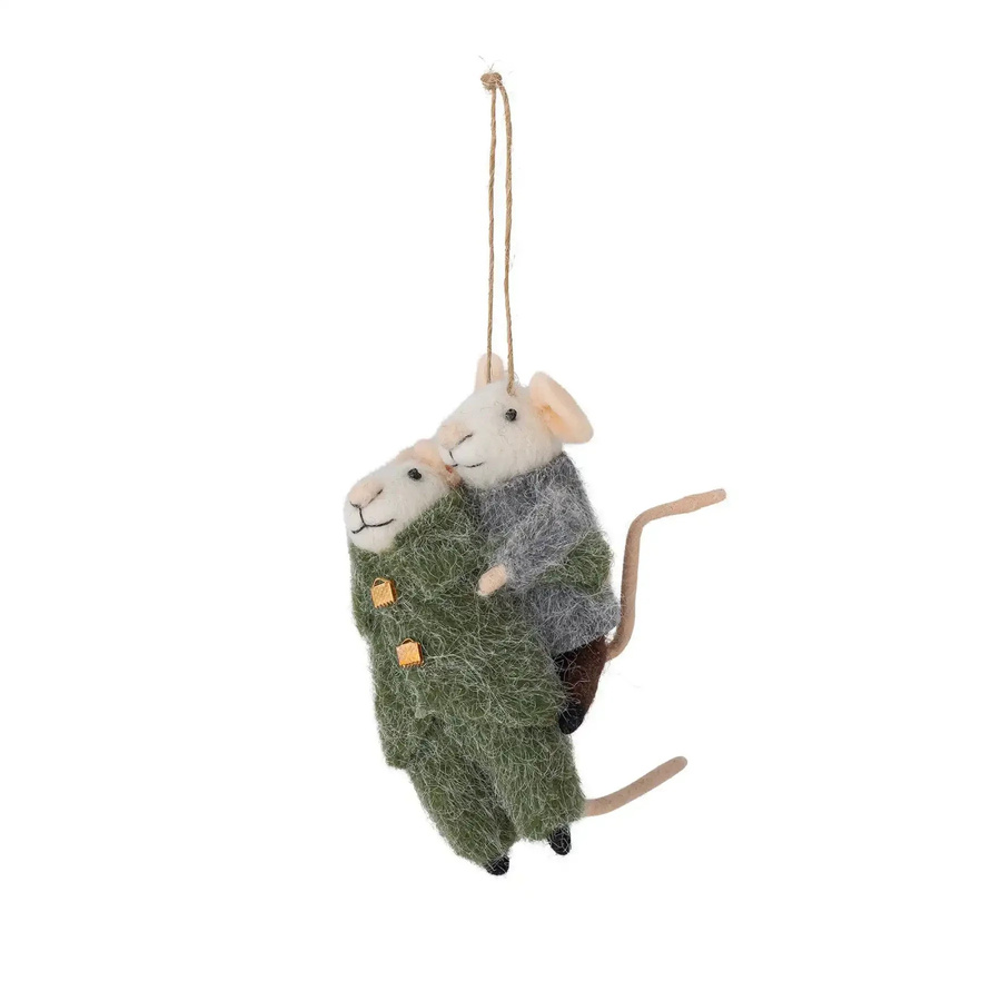 Bloomingville Weihnachtsbaumschmuck Peo aus Wolle in Grün und Grau, Höhe: 11 cm - Bild 1