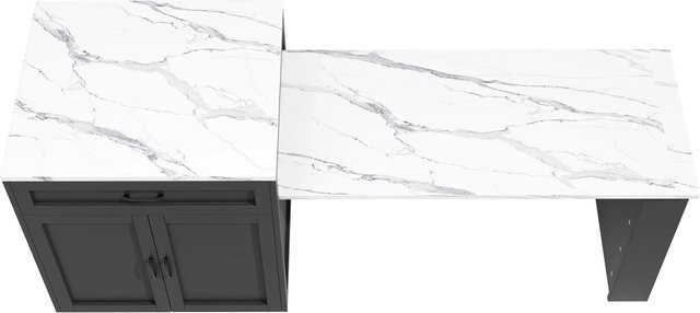 okwish Stehtisch mit Stauraum und Schubladen für Küche und Wohnzimmer, Schwarz, B/T/H: 202 x 70 x 93 cm - Bild 1