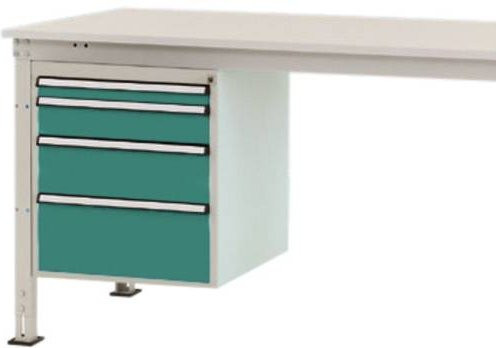 Manuflex ZB4764.0001 Gehäuse-Unterbau Stationär aus Stahl mit 4 Schubfächern und Nutzhöhe: 500 mm für Tischtiefe: 1200 mm - Bild 1