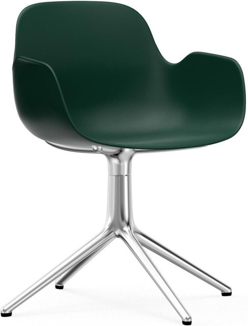 Normann Copenhagen Form Drehsessel in Grün mit Armlehnen und Metallgestell - Bild 1