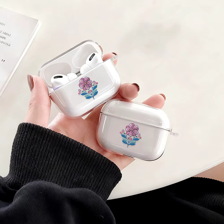 Stoßfeste TPU-Kopfhörerhülle mit Gänseblümchen-Blumenmuster für Apple AirPods Pro, Pro 2, Pro 3, AirPods 4, 3, 2, 1, transparent - Bild 3