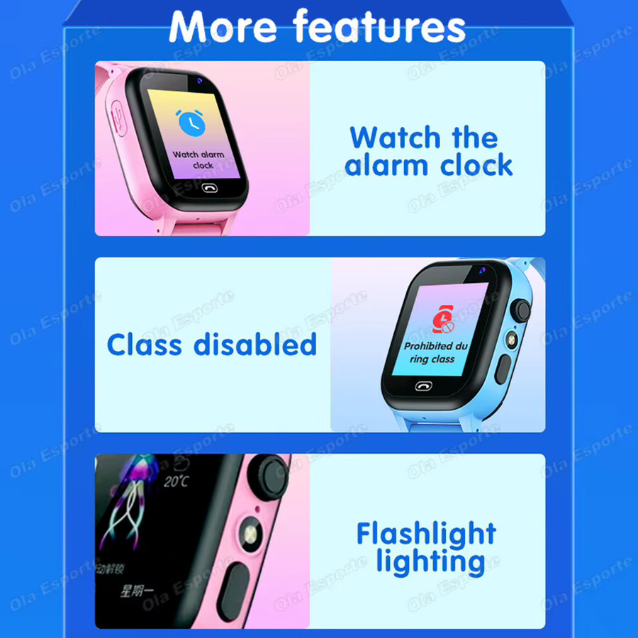 Ola Esporte Kinder-Smartwatch in Blau mit GPS-Ortung, SOS-Funktion, Kamera und Anruffunktion, wasserdicht und mit SIM-Karten-Unterstützung - Bild 4