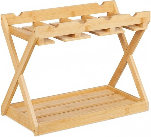 Relaxdays Weinregal aus Bambus in Natur mit Glashalter, B/T/H: 35 x 45 x 23 cm