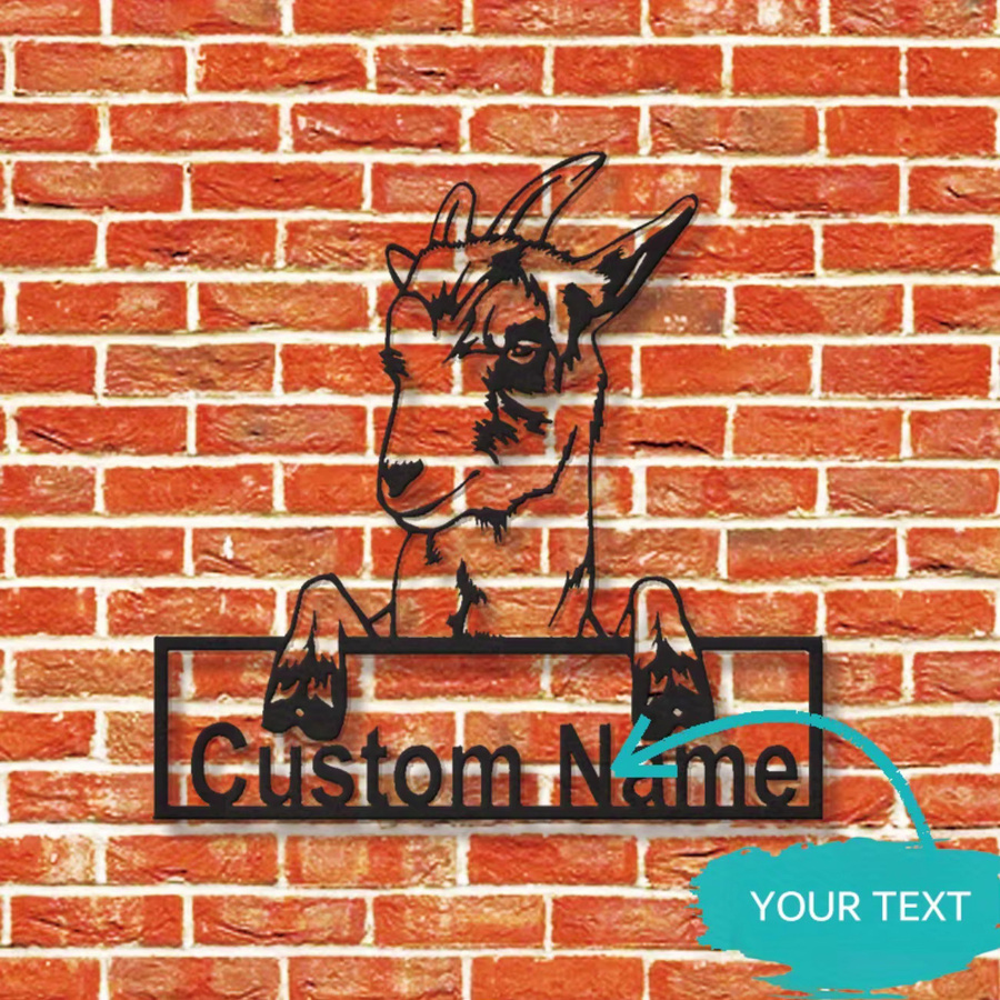Personalisiertes Wandkunstschild Hello Young aus Metall in Schwarz mit Ziegenmotiv - Bild 3