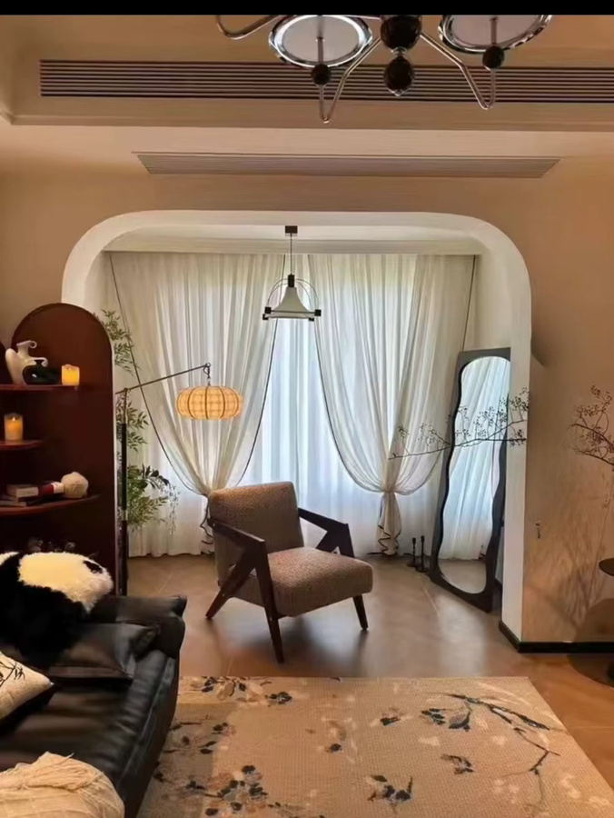 MOYU Amerikanischer Stoffsessel im Mid-Century-Design mit Massivholzrahmen und Hochdichte-Schaumstoffpolsterung für Wohnzimmer und Schlafzimmer - Bild 3