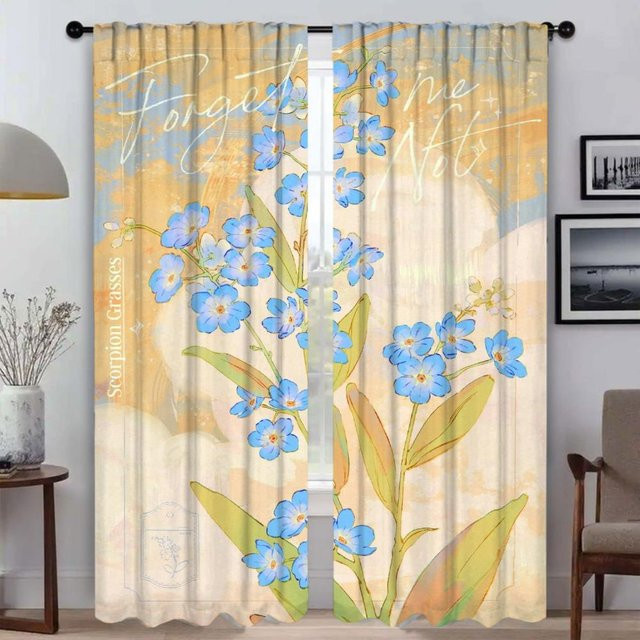 2er-Set Halloween Blumen Verdunkelungsvorhänge aus Tüll für Wohnzimmer und Schlafzimmer, Mehrfarbig, Breite: 50 cm, Höhe: 70 cm - Bild 1