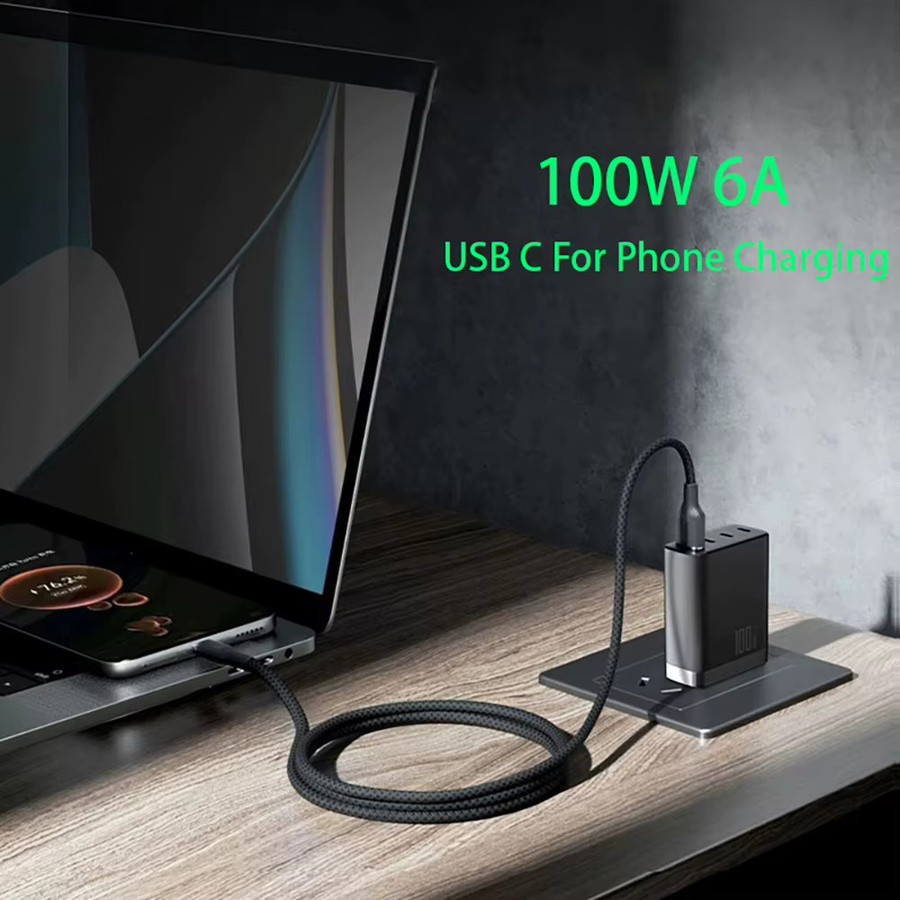 NNBILI USB-C zu USB-C Schnellladekabel 100W mit PD für iPhone 16 17, MacBook, Samsung und Xiaomi in Schwarz oder Grau - Bild 2