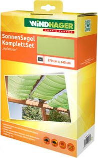 WINDHAGER Sonnenschutz Set aus Polyester, apfelgrün-weiss, B: 270 cm, T: 140 cm - Bild 1