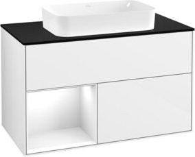 V&B Waschtischunterschrank Finion in Weiß lackiert, Breite: 100 cm, Tiefe: 60,3 cm - Bild 1