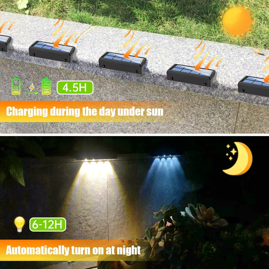 AMARYLLIS Solar-Zaunleuchten für den Außenbereich mit RGBW-Farbwechsel und warmweißem LED-Licht, wasserdichte IP65 Außenwandleuchten für Garten und Treppen, Schwarz - Bild 4