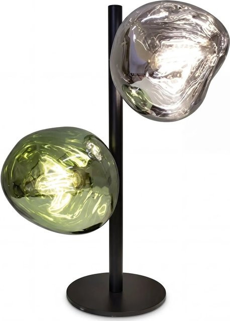 Licht-Erlebnisse Tischleuchte aus Aluminium und Glas, 2-flammig, E14, Höhe: 40 cm, in Schwarz, Weiß oder Grün - Bild 1