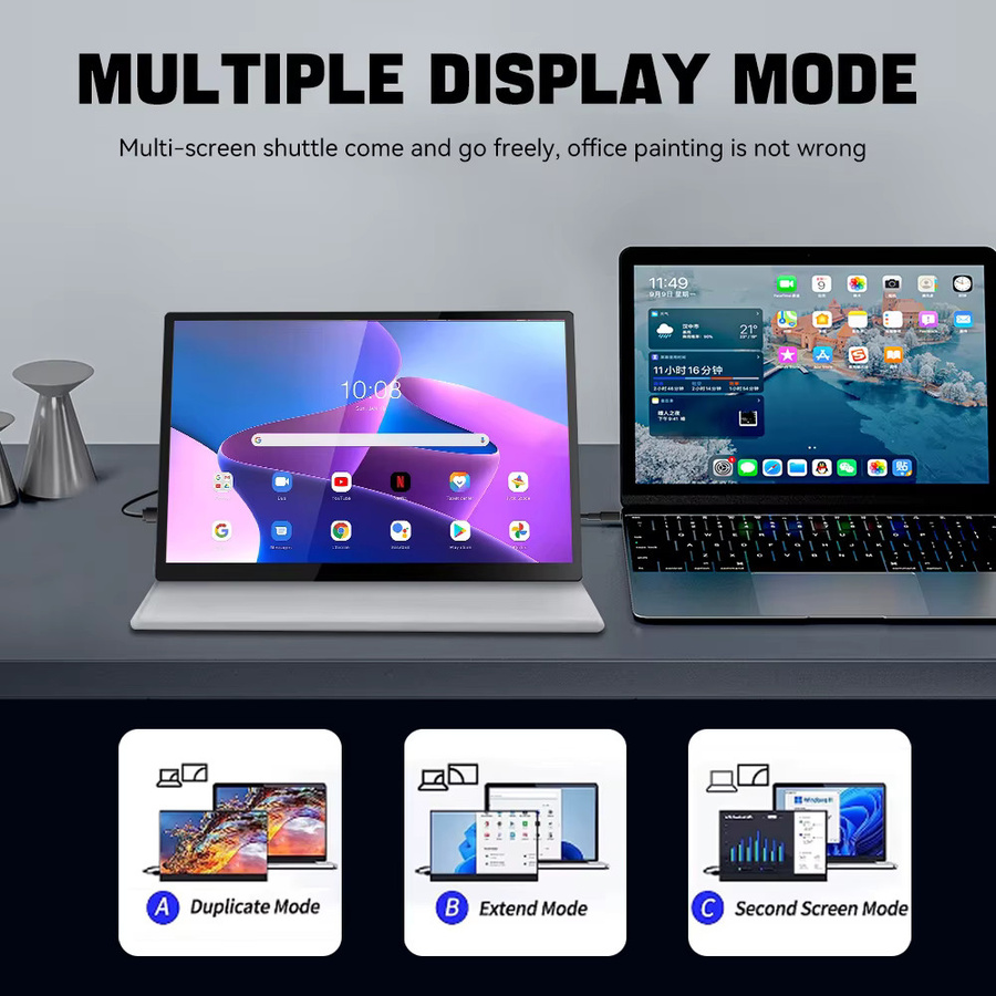 Pisichen OLED 2,5K tragbarer Monitor mit Touchscreen, 10,5 Zoll, QHD, 100 % DCI-P3, Schwarz - Bild 4