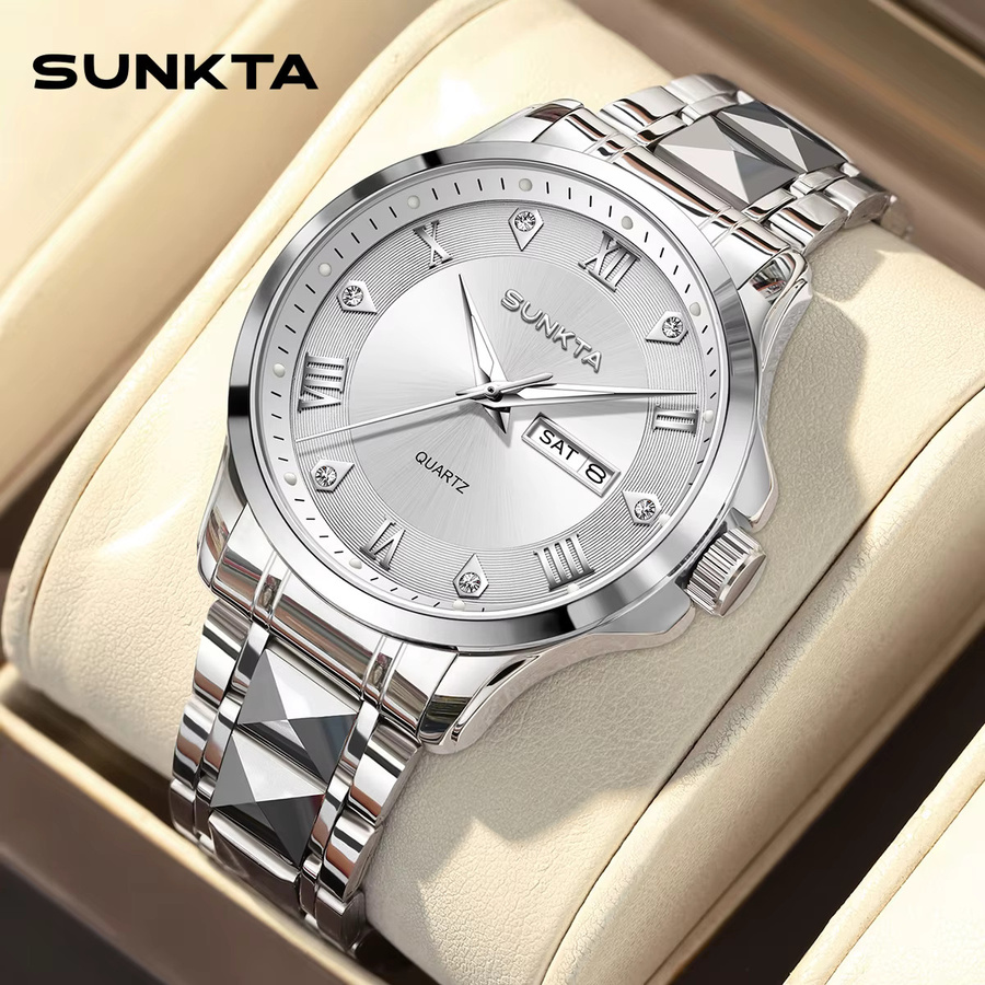 SUNKTA Armbanduhr Quarz, Edelstahl, Blau, Herren - Bild 5
