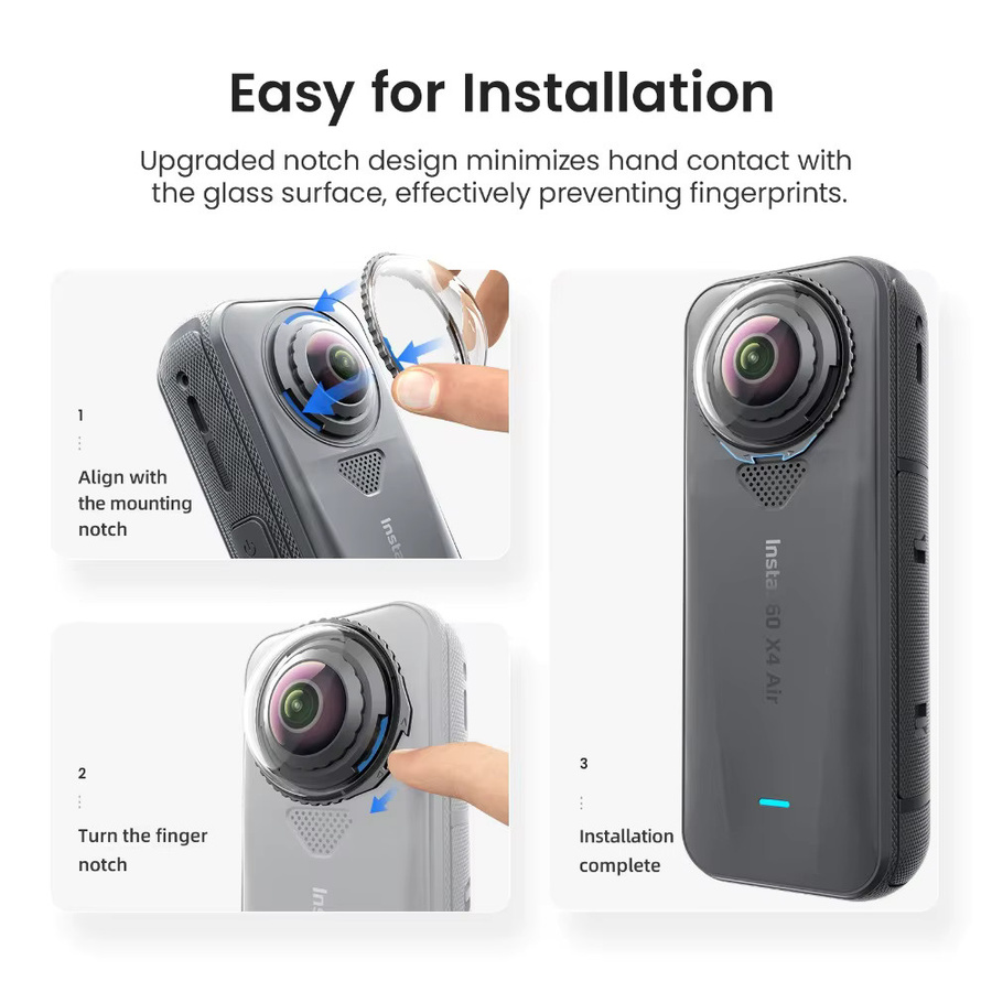 aMagisn Objektivschutz für Insta360 X4 Air, Standard-Objektiv, Transparent, mit eingebauter Sensordetektion und fingerabdruckresistenter Oberfläche - Bild 2