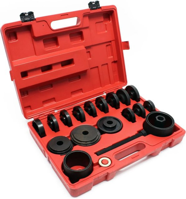 Wiltec Radlager Werkzeug Satz 24-teilig aus Stahl mit Radlagerabzieher 55-88 mm in Schwarz und Rot - Bild 1