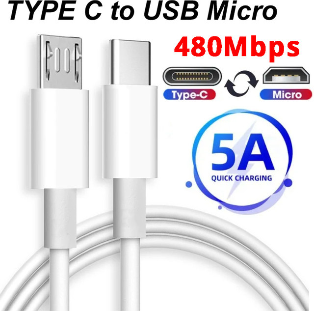 NNBILI USB C auf Micro USB Schnellladedatenkabel in Weiß für Huawei, Samsung und Xiaomi - Bild 1