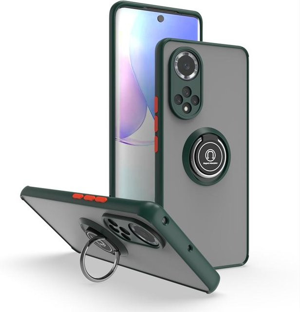 Silikon Handyhülle mit Fingerringhalter für Huawei P30 Pro P40 P20 Pro Mate 20 Honor 30 40 Nova 6 7 8 8i in Transparent und Grau mit Autofokus-Funktion - Bild 1