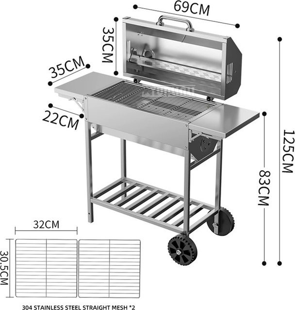 YunlinLi Hof-Eintopfgrill aus Edelstahl für Holzkohle zum Grillen im Außenbereich - Bild 1