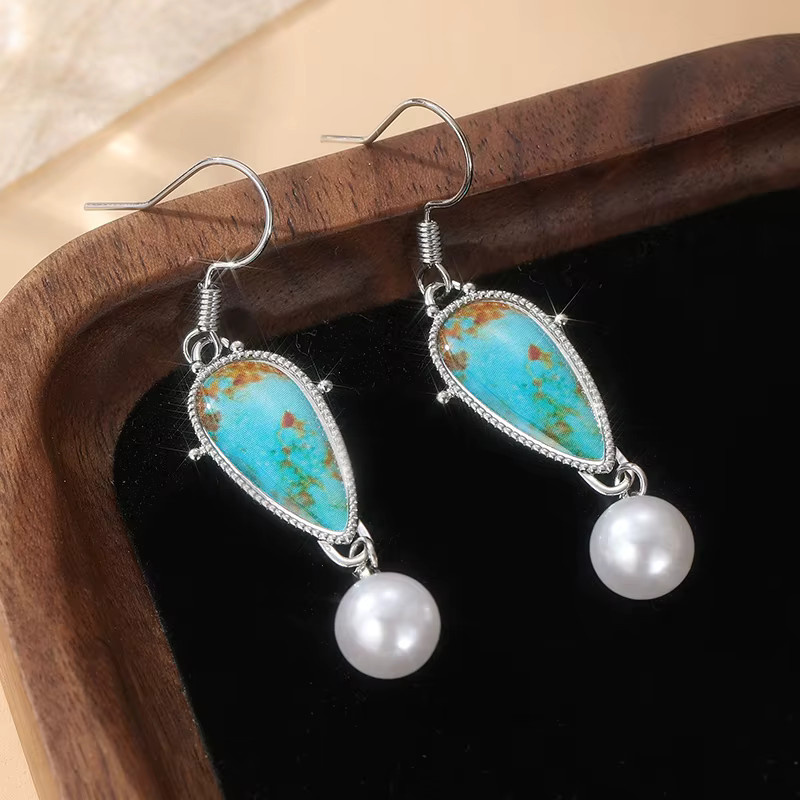 YoYo Ohrringe, Vintage, Wassertropfenform, Perle, Silber, Damen - Bild 1