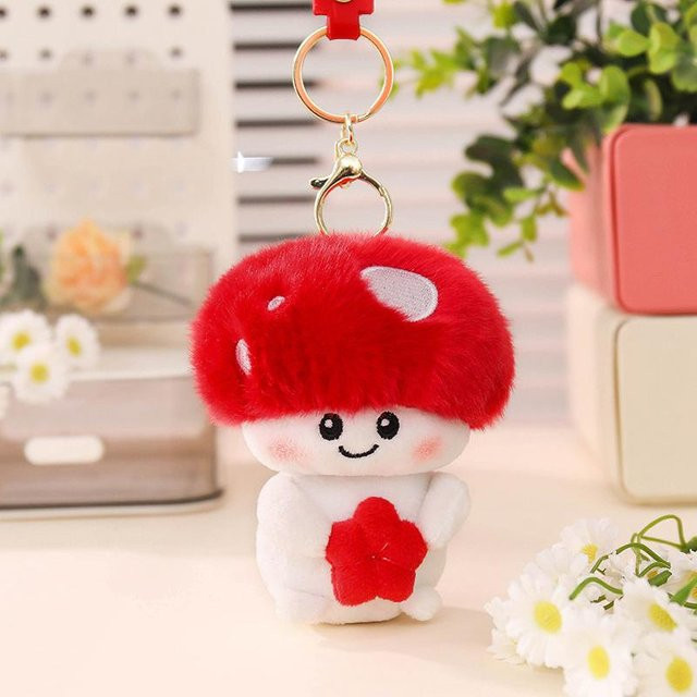 Yiran toy Bunter Pilz Plüschtier, Plüschanhänger, Rot, 10cm - Bild 1