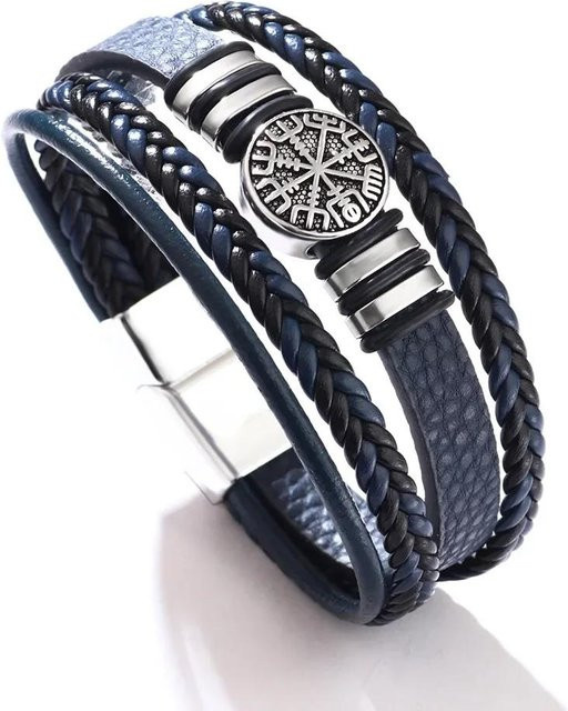 Nakahara Armband, Leder, geflochten, Schwarz, Herren, 19cm - Bild 1