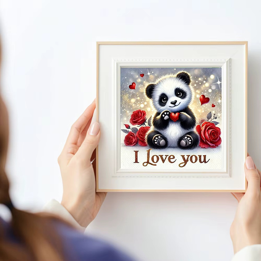 Huacan DIY Diamantmalerei Panda mit Rosen als Diamantmosaik Set in Mehrfarbig, B/H: 20 x 20 cm - Bild 3