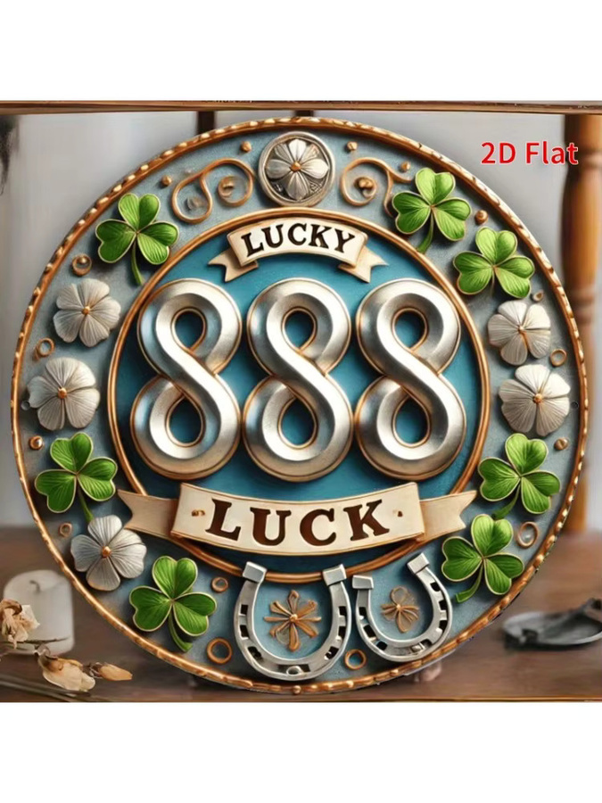 CIFbuy Vintage Wandkunst aus Aluminium mit Hufeisen und Kleeblatt in Multicolour, rundes Metallschild mit floralem Design für deine Heim- und Bürodekoration - Bild 5