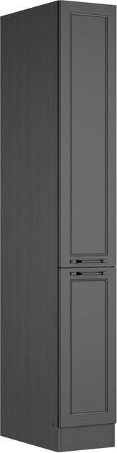 Held Küchen Apothekerschrank Kempten in Grau/Graphit mit Landhaus Optik, Breite: 30 cm - Bild 1