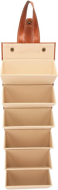 Neoglint Brillenetui, Reise Organizer, 6 Fächer, PU Leder, Braun, Beige - Bild 1