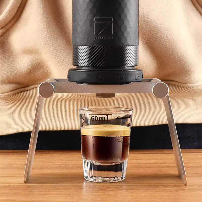 JUSTINLAU Tragbarer Kaffeeständer aus Aluminiumlegierung in Silber, faltbare Halterung für 1Z manuelle Espressomaschinen zur Reise und für zu Hause - Bild 3