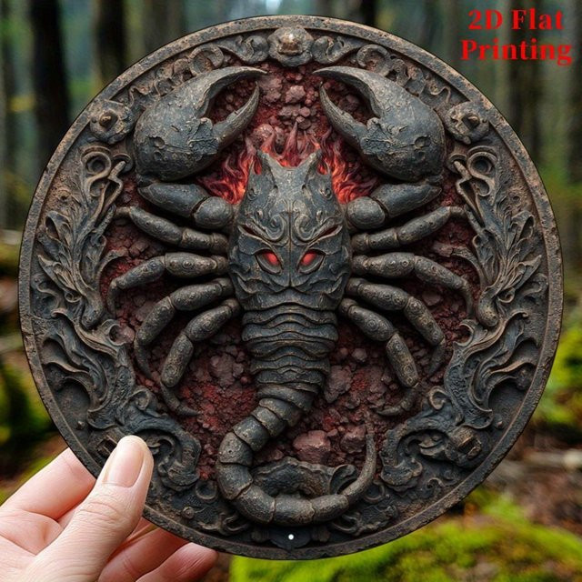 CIFBUY Rundes Sternzeichen Skorpion Wandkunst aus Aluminium, Durchmesser: 20,32 cm - Bild 1