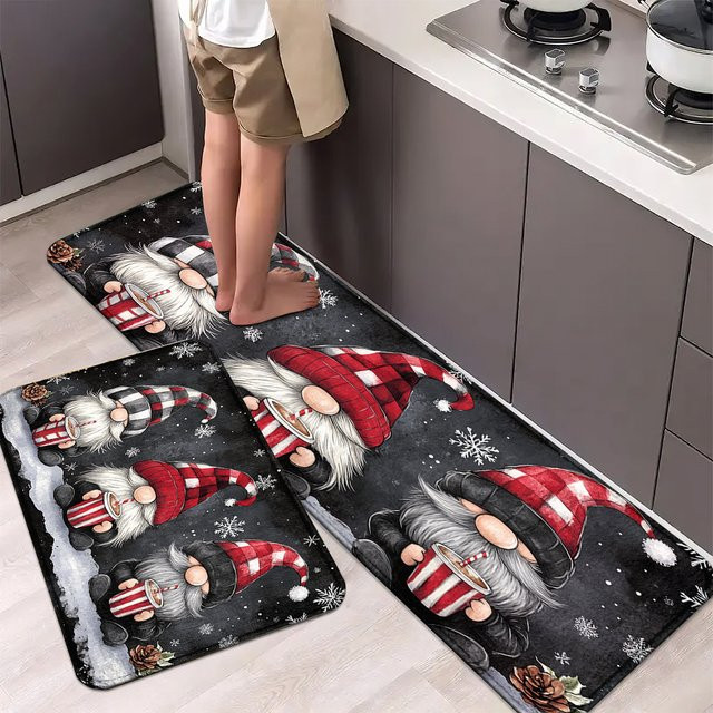 VIKAMA Weihnachtsteppich Charming Little Dwarf in Multicolour, weiche Bodenmatte für Wohnzimmer, Schlafzimmer und Flur, B/T: 120 x 40 cm - Bild 1