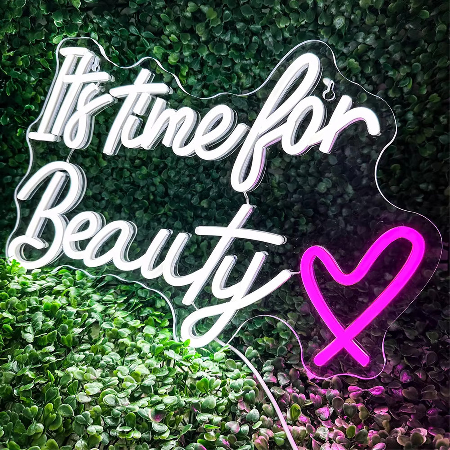 Wanxing Neonschild It's Time For Beauty Wanddekoration in Pink mit USB-Stromversorgung für Friseursalon und Studio - Bild 4